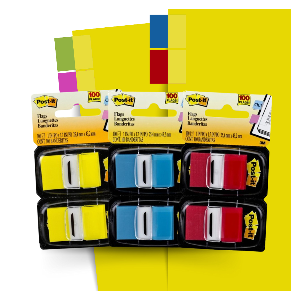 Marcador adesivo de páginas Flags Post-It® 3M 25,4 mm x 43,2 mm