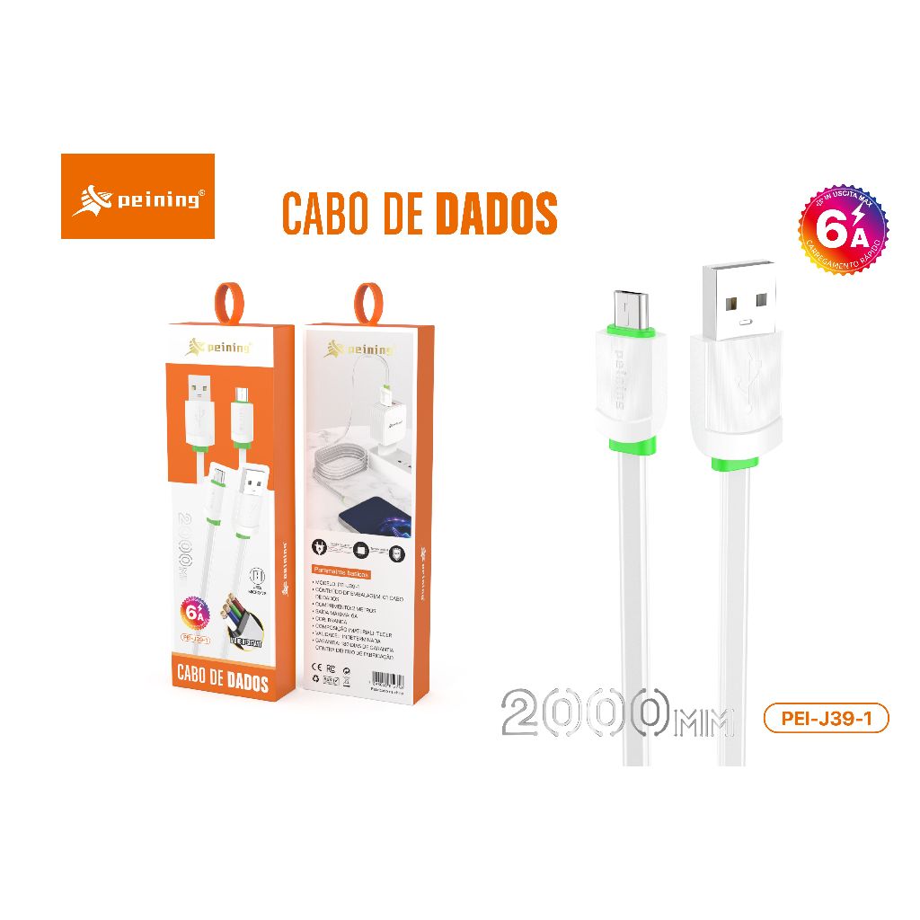 Peining Cabo De Dados Usb/ Micro V8  PEI-J39-1 - Mobile & Gadgets