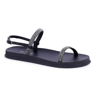 Sandália Papete Flor de Griffe Feminina Conforto Leve Flat Birken Strass