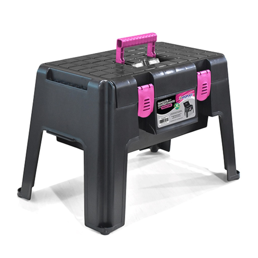 Banqueta Plástica Banquinho Banco Manicure Pedicure Resistente Camping Pesca Maleta Multiuso