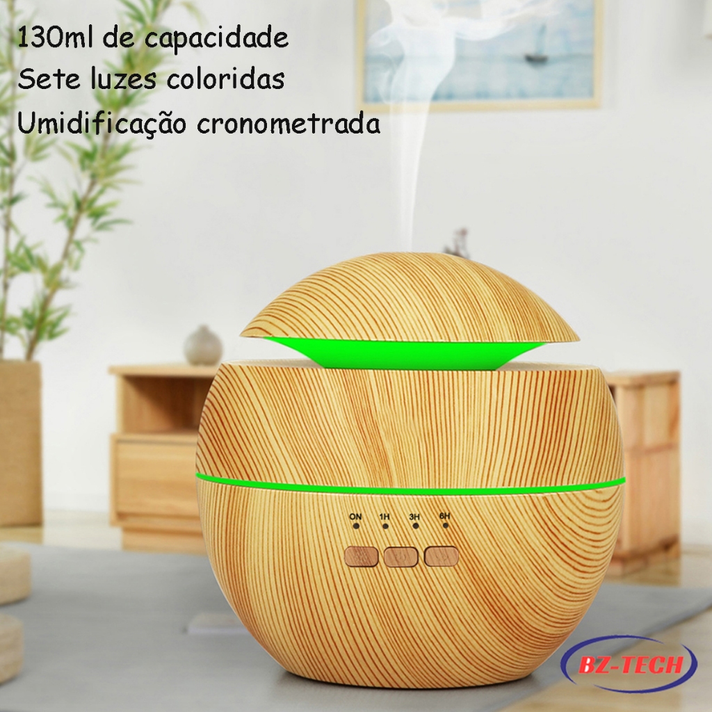 Difusor De Aroma E Umidificador Aromatizador De Ar Essencial Óleo 7 Cores De Led E Timer Ultrassônico Ambiente KF8801