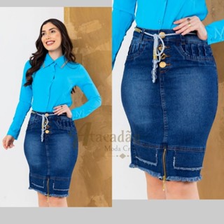 Saia Jeans Cintinho de Cordão 34 ao 44