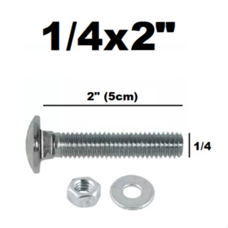 Kit 10 Unidades Parafuso Francês 1/4x2 Zincado com Porca e Arruela