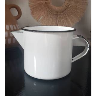 Caneca Leiteira Agata com bico Esmaltada Metallouça Branco 1000 ml / Velas / Cozinha