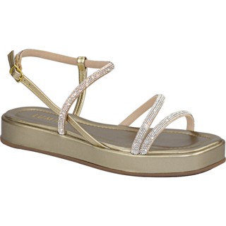 Sandália Papete Feminina Confortável Flatform Tiras Strass Brilho Cristal Macia Birken Comfort Flat Metalizada Fashion Blogueira