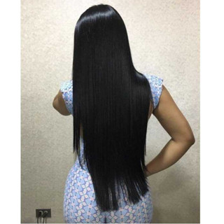 Aplique Tic Tac Idêntico Ao Humano Orgânico 75cm 150g Preto Liso Iluminado