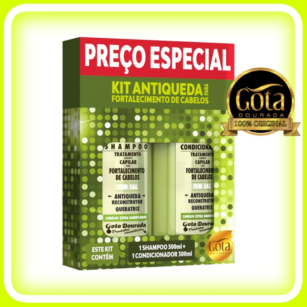 Kit Shampoo e Condicionador Queratrix Antiqueda Jaborandi Gota Dourada 300ml cada
