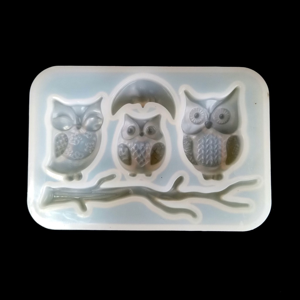 Molde de Silicone Rígido Corujas para Pasta Americana, Biscuit e Resina Epóxi - Confeitaria e Culinária - C4959