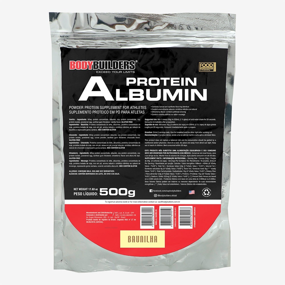 Albumina - Albumin Protein 500g (Refil) Bodybuilders Suplemento em pó para Definição e Performance