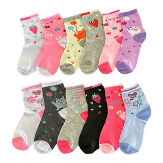Kit 6 e 12 Pares Meias Infantil Feminino Estampada Meia Criança Feminina