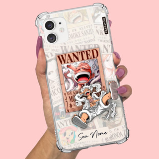Capa Capinha de celular Personalizada Anti-impacto com nome One Piece Gear 5 Wanted