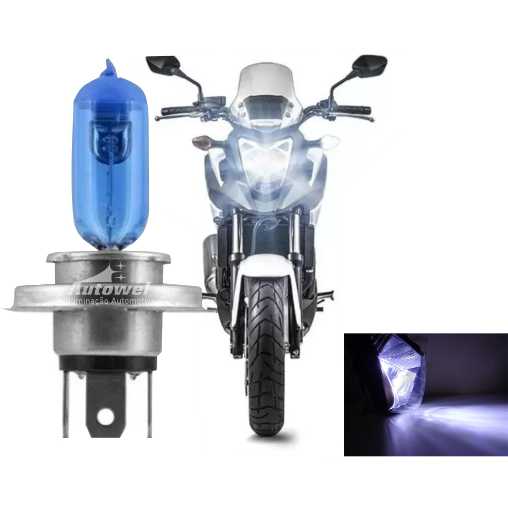 Lâmpada Moto H4 Super Branca 8500k 35w Honda CB 300 CG Tintan Fan Start 125 150 160 NXR 160 Bros XRE 190 Honda Pop