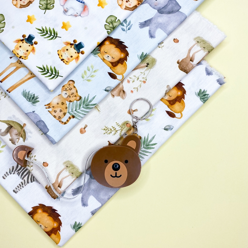 3 metros x 1.50 metros Tecido Tricoline Estampas Safari Baby e Animais Infantis - Patchwork /  Artesanato 100% Algodão