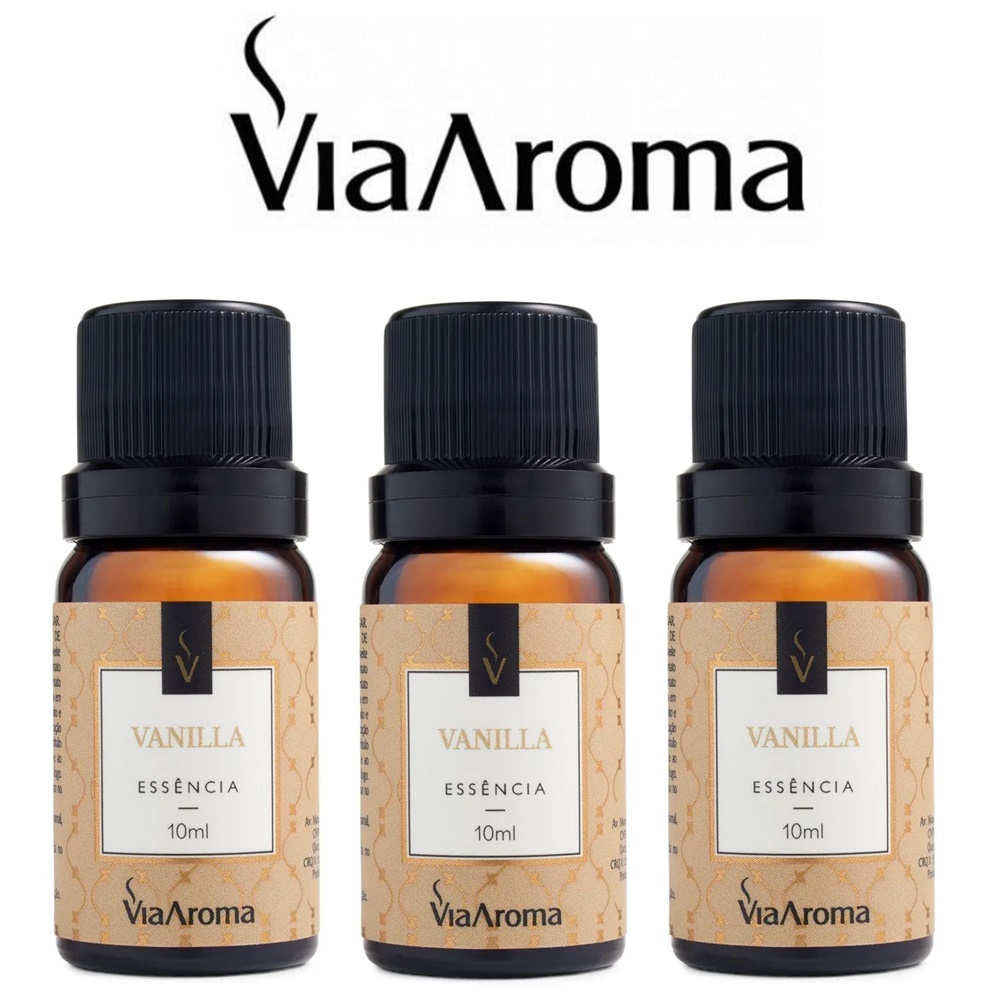 Essência VANILLA - Kit 3 Und - Linha Clássica Via Aroma para Aromatizador e Difusor