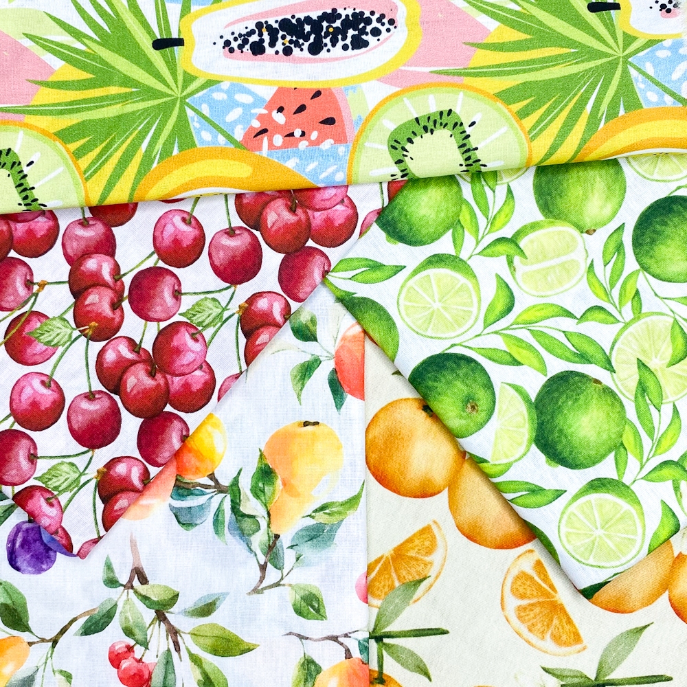 Peça de 3 metros x 1,50 metros Tecido Tricoline Frutas - Escolha a estampa / Patchwork / Artesanato 100% Algodão