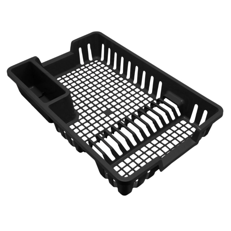 Escorredor de Louças 12 Pratos Cozinha Plástico Preto Escorredor Louça Copos Talheres Resistente