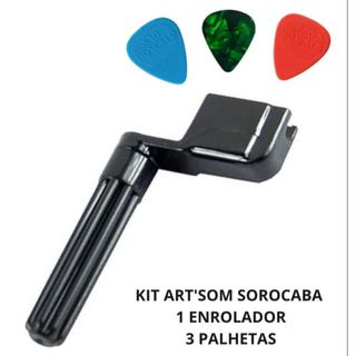 Enrolador De Cordas Manivela Puxa Pino + 3 Palhetas - Promo