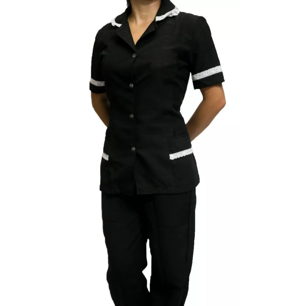 Conjunto Uniforme calça e jaleco Copeira Profissional Jaleco Babá