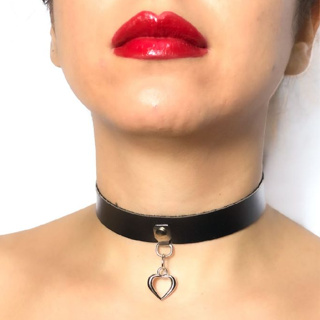 Gargantilha Pingente Coração Choker em Couro em Oferta na Shopee