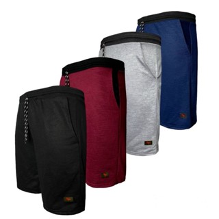 Kit 4 Bermudas Moletom Masculina Treino Algodão 100% Confortável Ducam Cores Lisas 2 Bolsos
