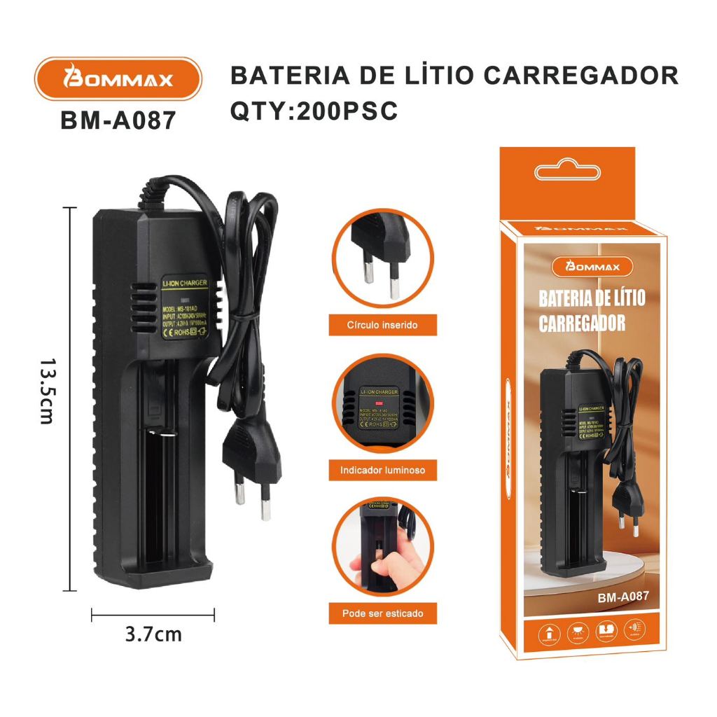 Carregador de bateria Li-ion de 4.2v Bivolt Regulável 18650 16340 18500 26650 - A087 em Oferta na Shopee