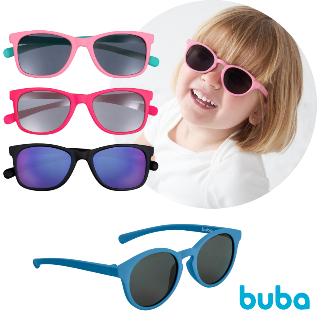 Óculos de Sol Infantil Flexível 3 A 5 Anos com Proteção Original Não Quebra Armação Proteção 100% UVA UVB Buba Menina Menino em Oferta na Shopee
