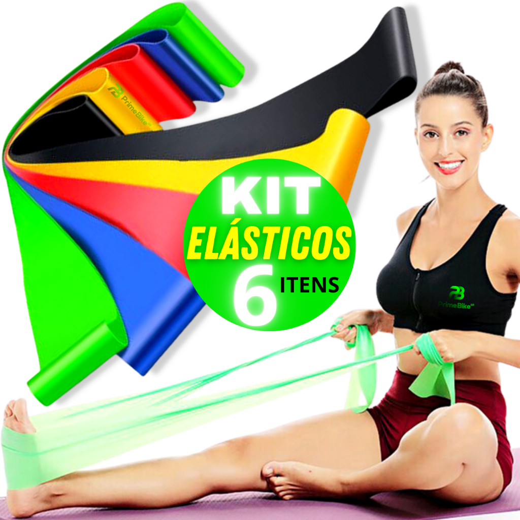 Kit Faixa Elástica Thera Band + 5 Elástico Treino Mini Band Exercícios Fisioterapia Yoga