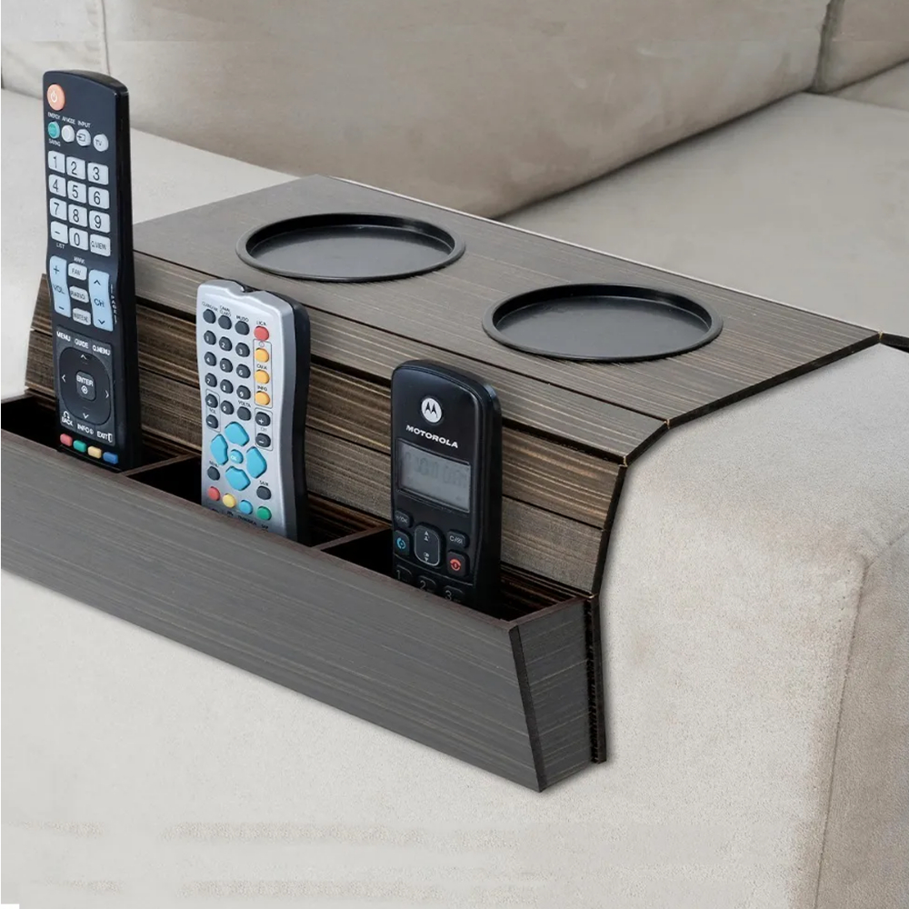 Melhor Kit 2 Esteira com Porta Copos Controle Braço de Sofá  Apoio Flexivel Decorativo Mdf...