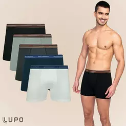 Kit Com 4 Cuecas Boxer Box De Algodao Cotton Lupo Original Modelo Basico Liso - Pronta Entrega