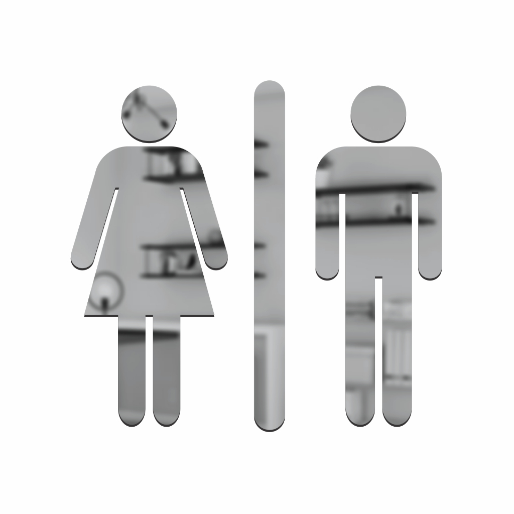 Espelho Decorativo Sinalização Banheiro Acrílico Espelhado Prata Comum em Oferta na Shopee