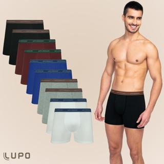 Kit De 10 Cuecas Originais Lupo Boxer Box Básica Em Algodão Cotton Com Elastano