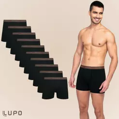 Kit Com 10 Cuecas Boxer Box De Algodao Cotton Lupo Original Modelo Basico Liso - Pronta Entrega
