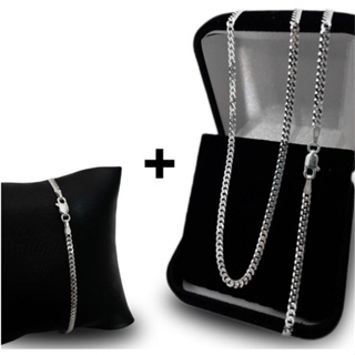 Kit Cordão + Pulseira Grumet 4 mm a Prata 925 LEGITIMA em Oferta na Shopee