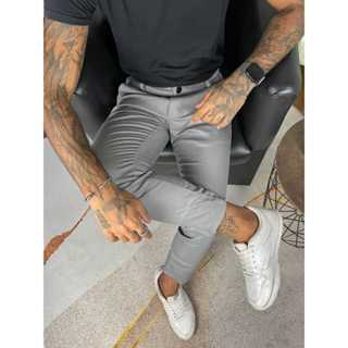 Calças Sport Fino Sarja Slim Masculina Bolso Faca em Oferta na Shopee