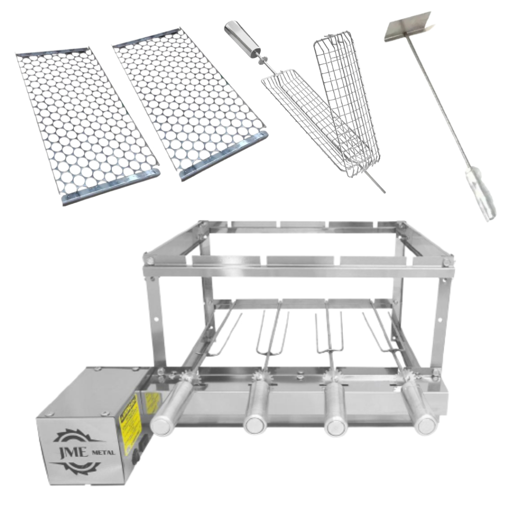Churrasqueira Grill 100% Inox 4 Espetos Mais Acessórios L4 em Oferta na Shopee