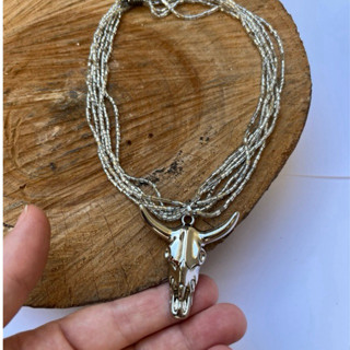 Choker réveillon brilho chifre metal longhorn estilo country western boiadeira praia verão