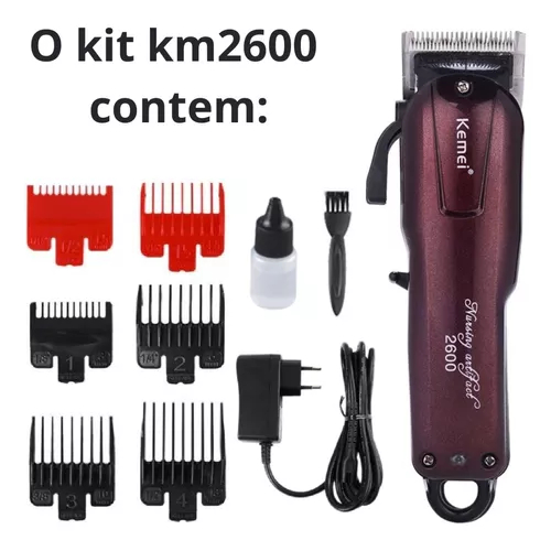 Máquina Kemei De Cortar Cabelo Sem Fio Recarregável Km-2600