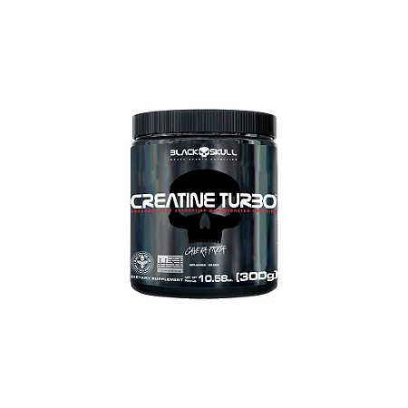 Creatina Turbo Monohidratada 100% Pura 300g Black Skull - Creatine Hardcore Pure Caveira Preta