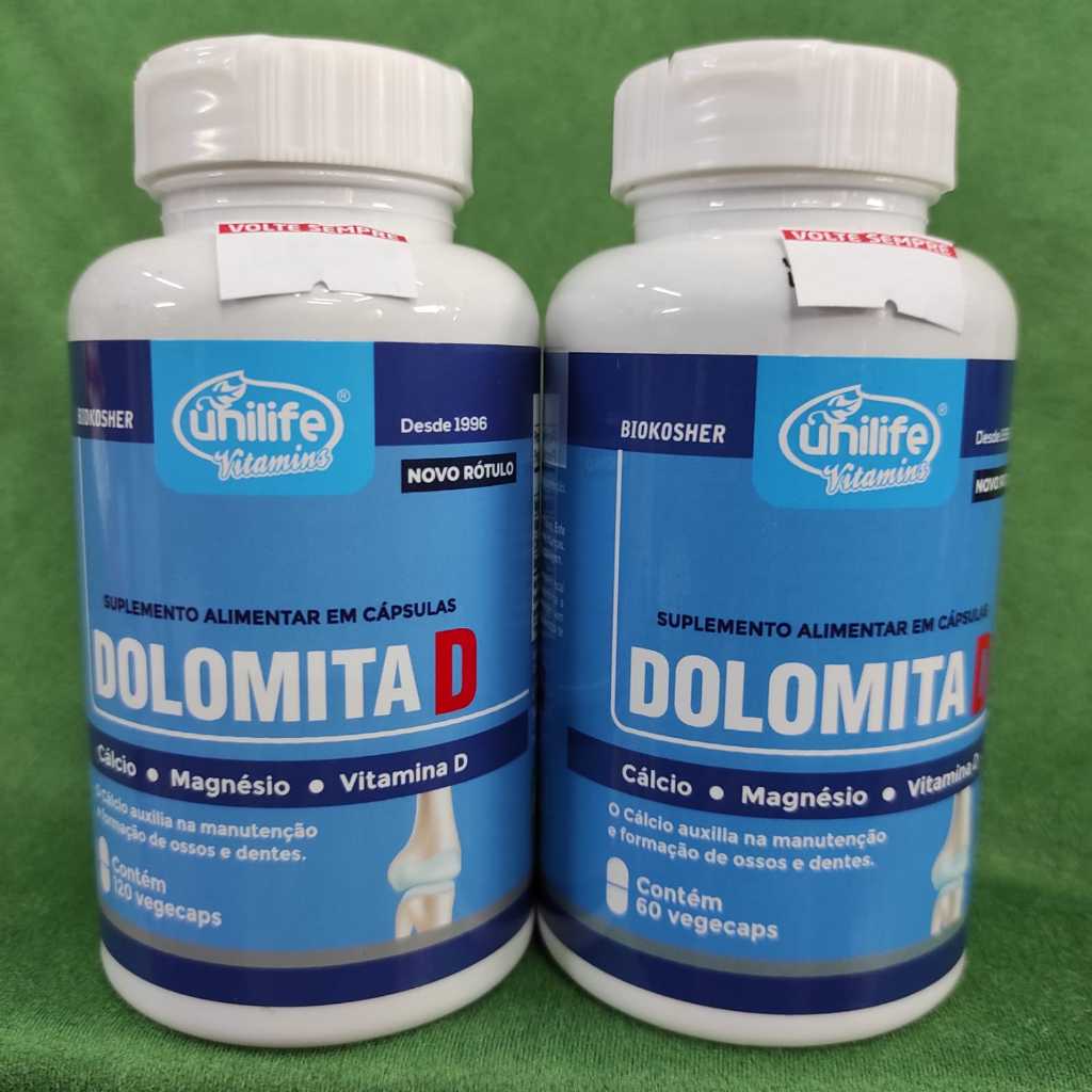 DOLOMITA D 60 cápsulas/ 120 cápsulas (Unilife) UNIDADE {Cálcio,Magnésio E Vitamina D}
