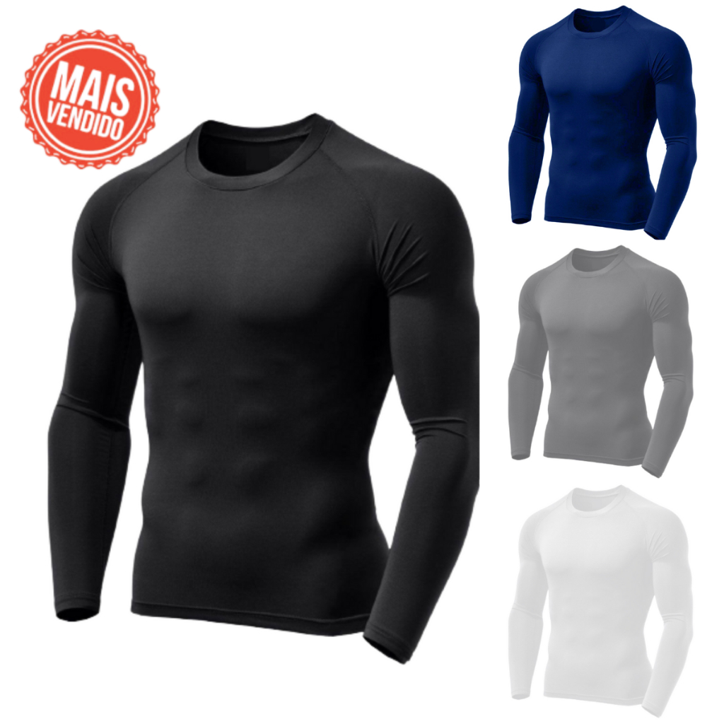 Camisa Térmica Manga Longa Proteção Solar UV 50+ Fitness Treino Lisa