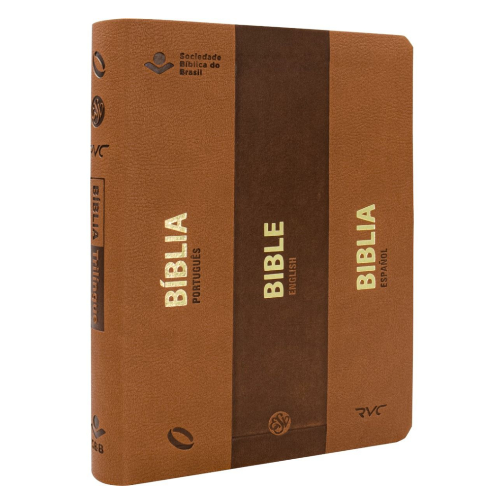 Bíblia Trilíngue NAA + ESV + RVC - Couro Sintético