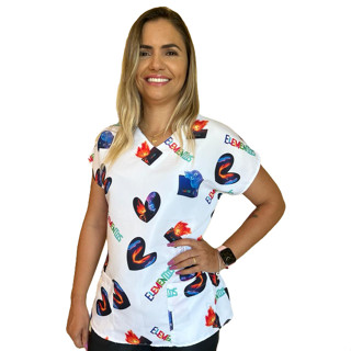Blusa Pijama Cirúrgico Estampado Scrub Enfermagem Pediatria