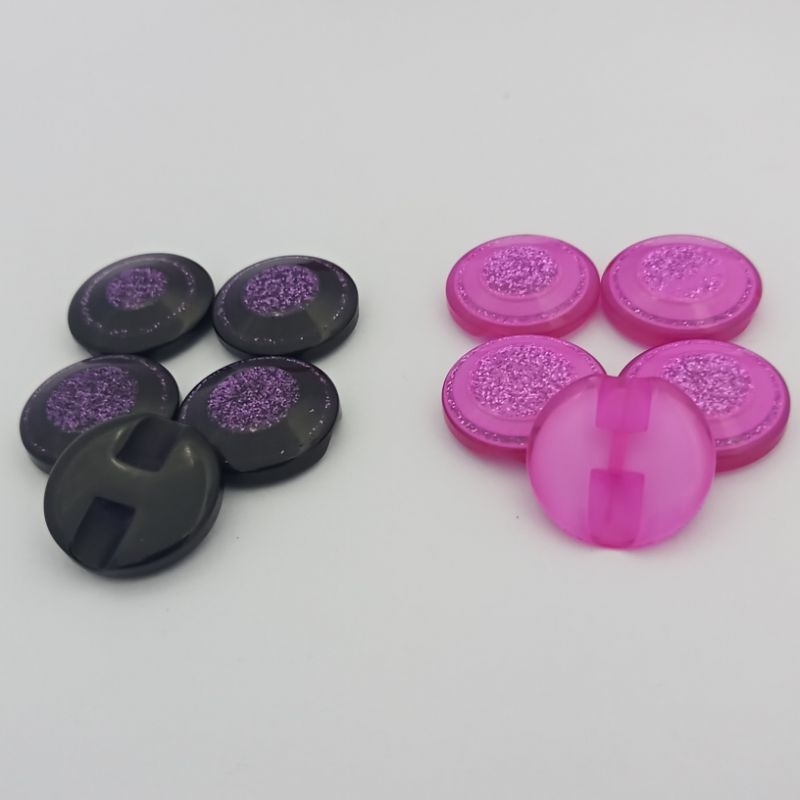 Botão fúcsia glítter ou preto fúcsia glitter de acrílico Cód: cx03