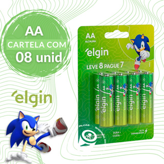 Cartela Com 8 Pilhas Aa Alcalina 2A Elgin Linha Sonic LR06 em Oferta na Shopee