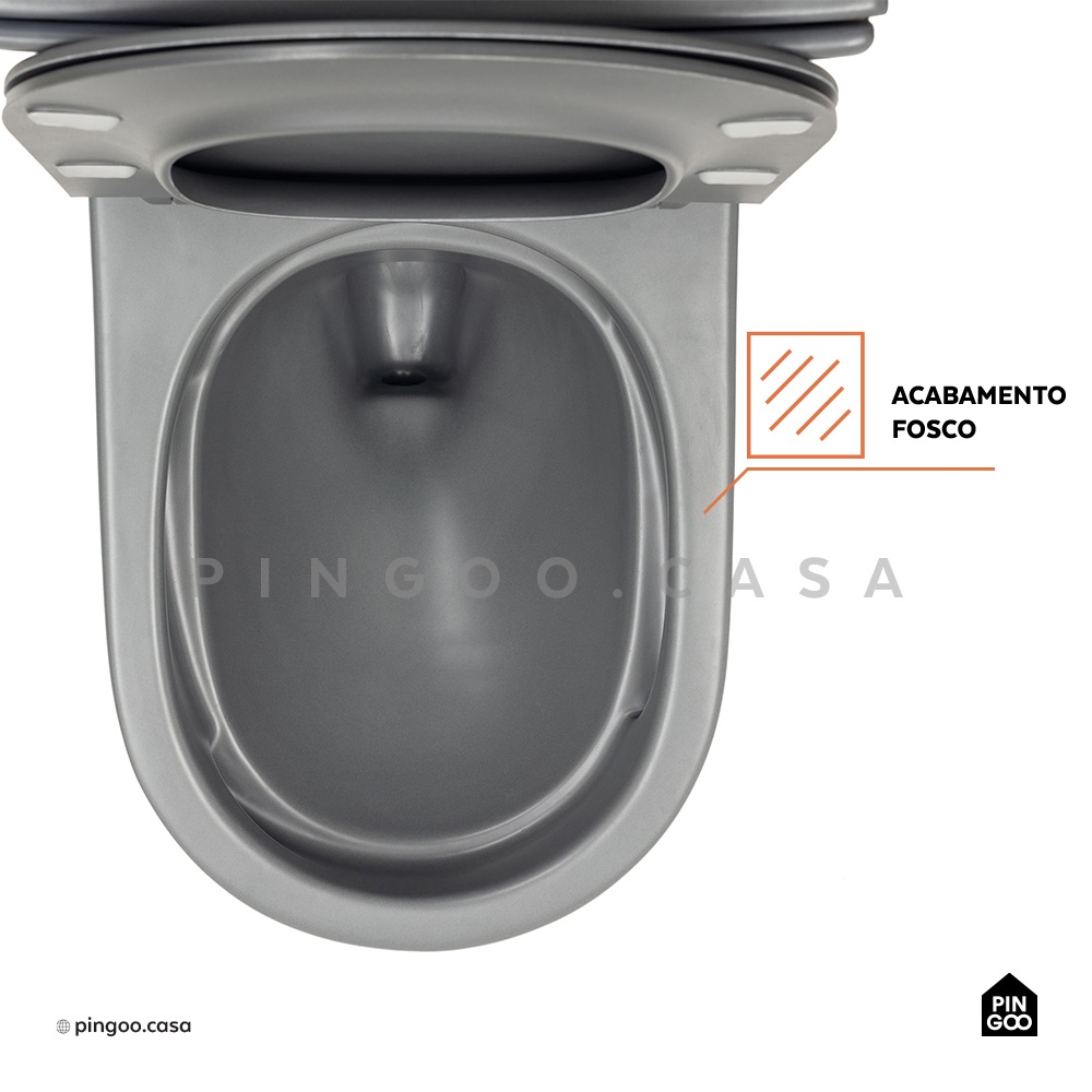Detalhes do Vaso Sanitário Monobloco Amazonita Pingoo - Cinza