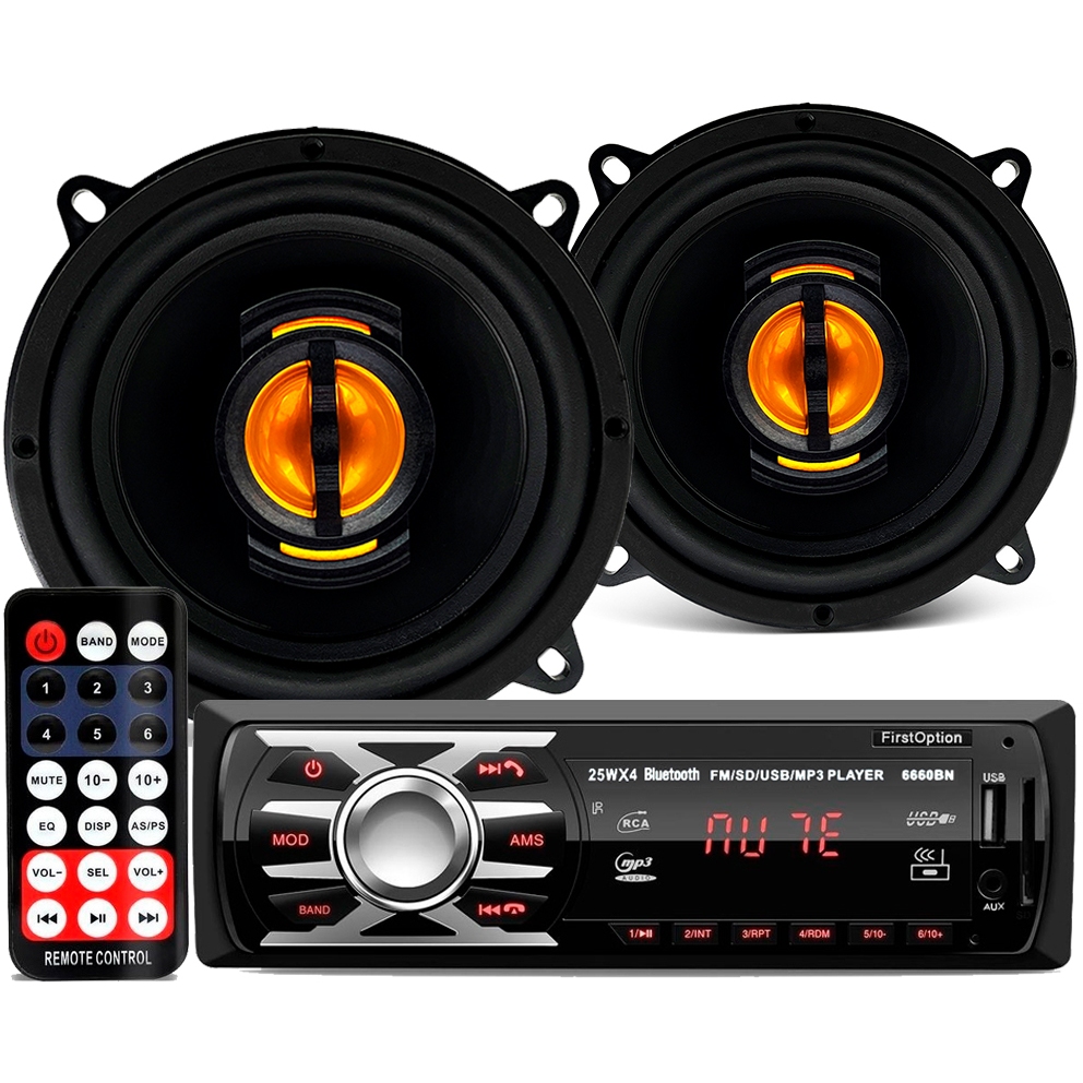 Par Alto Falante 5 Polegadas 110w + Som Automotivo Radio Mp3 Bluetooth Usb Fm Controle Remoto em Oferta na Shopee