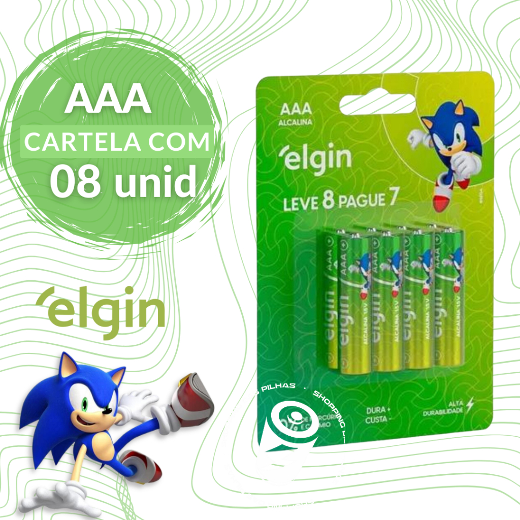 8 Pilhas Aaa Alcalina Elgin Blister C/8 unidades Linha Sonic em Oferta na Shopee