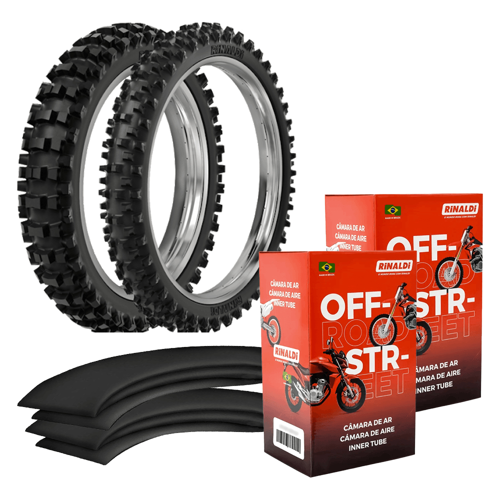 Kit Pneu Yamaha Yz 250F Trilha 100/90-19 + 80/100-21 Sr39 Rinaldi + Camaras