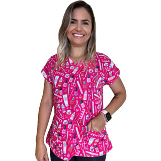 Blusa - Uniforme Estampado Scrub - Esmalte Designer De Unhas