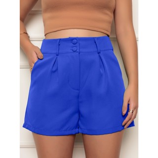 Short Alfaiataria dois botões Cintura Alta Social Elegante